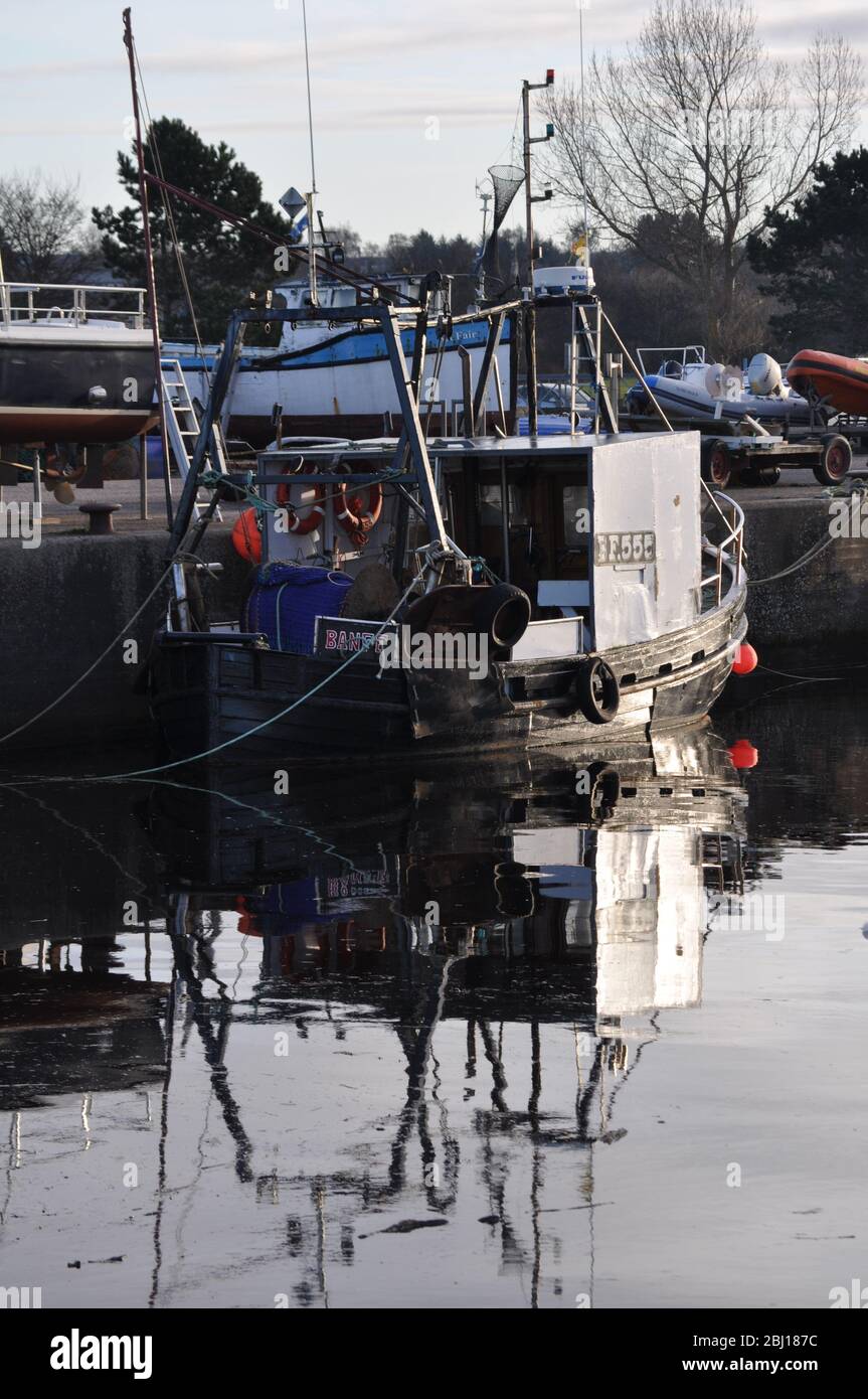 Traditional fishing boats in Nairn harbour Scotland Stock Photo Alamy