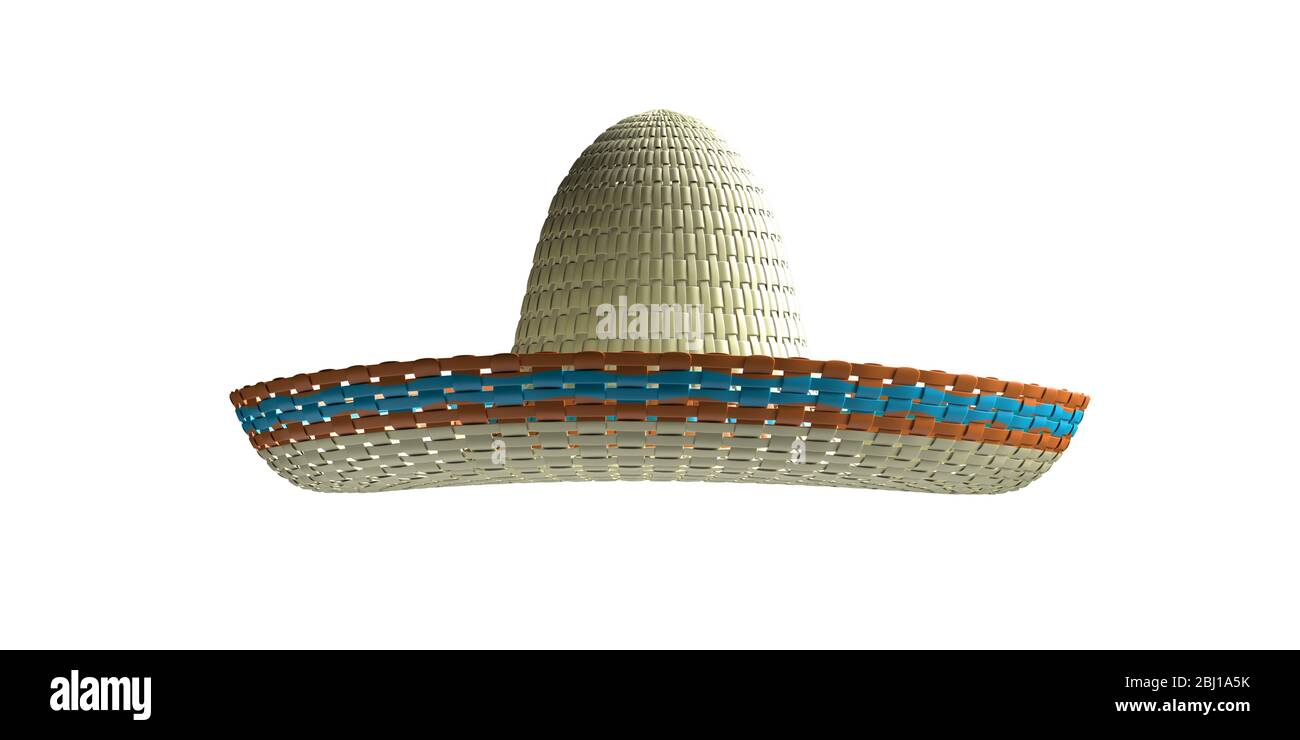Sombrero straw hat isolated cutout on white background. Traditional