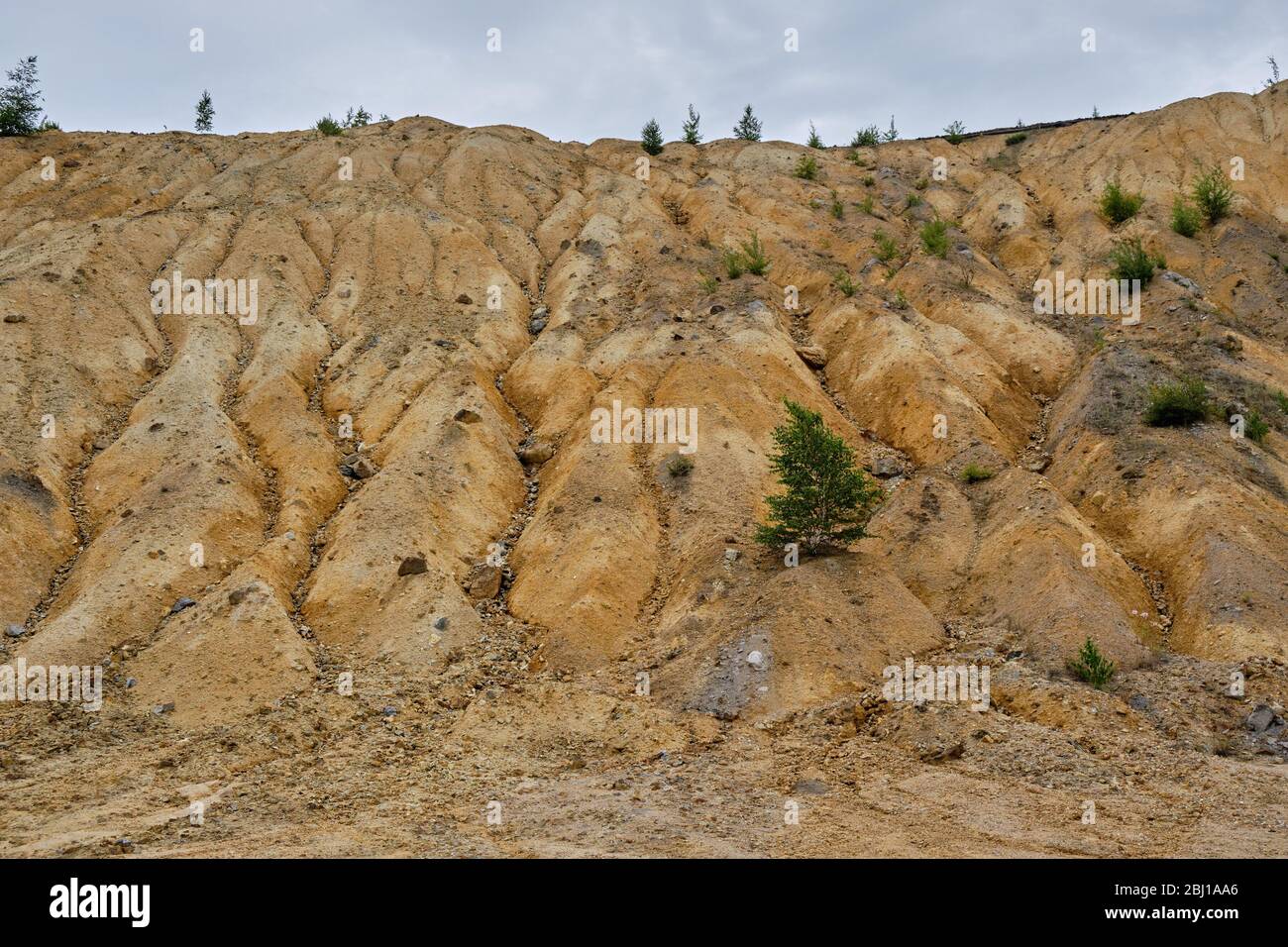 Bor / Serbia - July 13, 2019: Soil erosion and degradation due to industrial pollution in copper mine in Bor, Serbia, owned by Chinese mining company Stock Photo