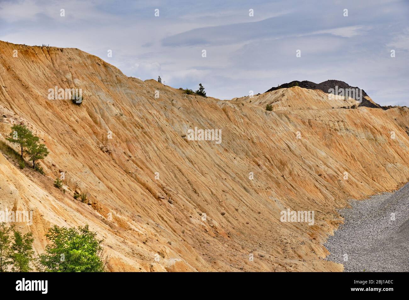 Bor / Serbia - July 13, 2019: Soil erosion and degradation due to industrial pollution in copper mine in Bor, Serbia, owned by Chinese mining company Stock Photo