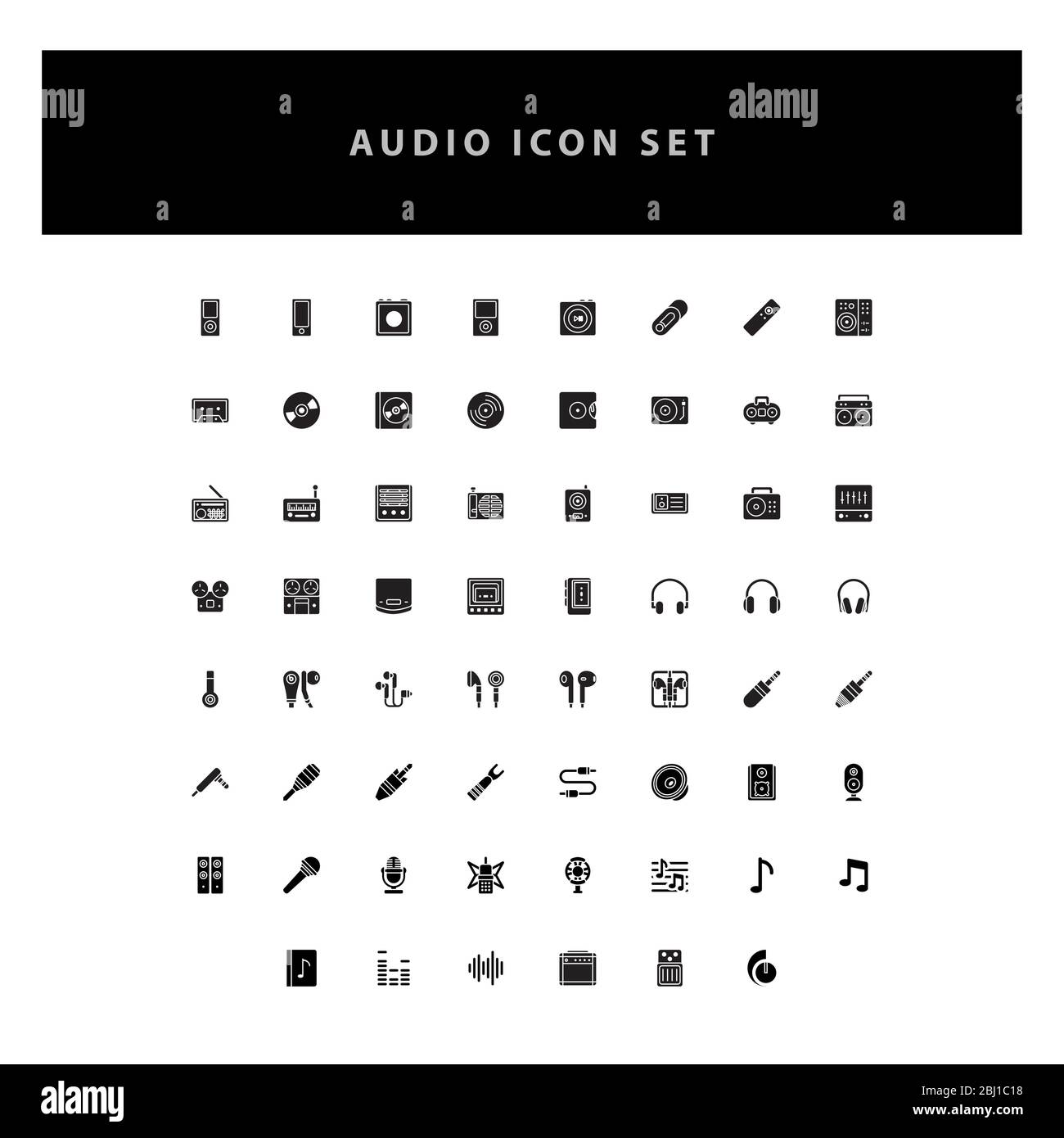 music audio vector icons set with glyph style design Stock Vector Image ...
