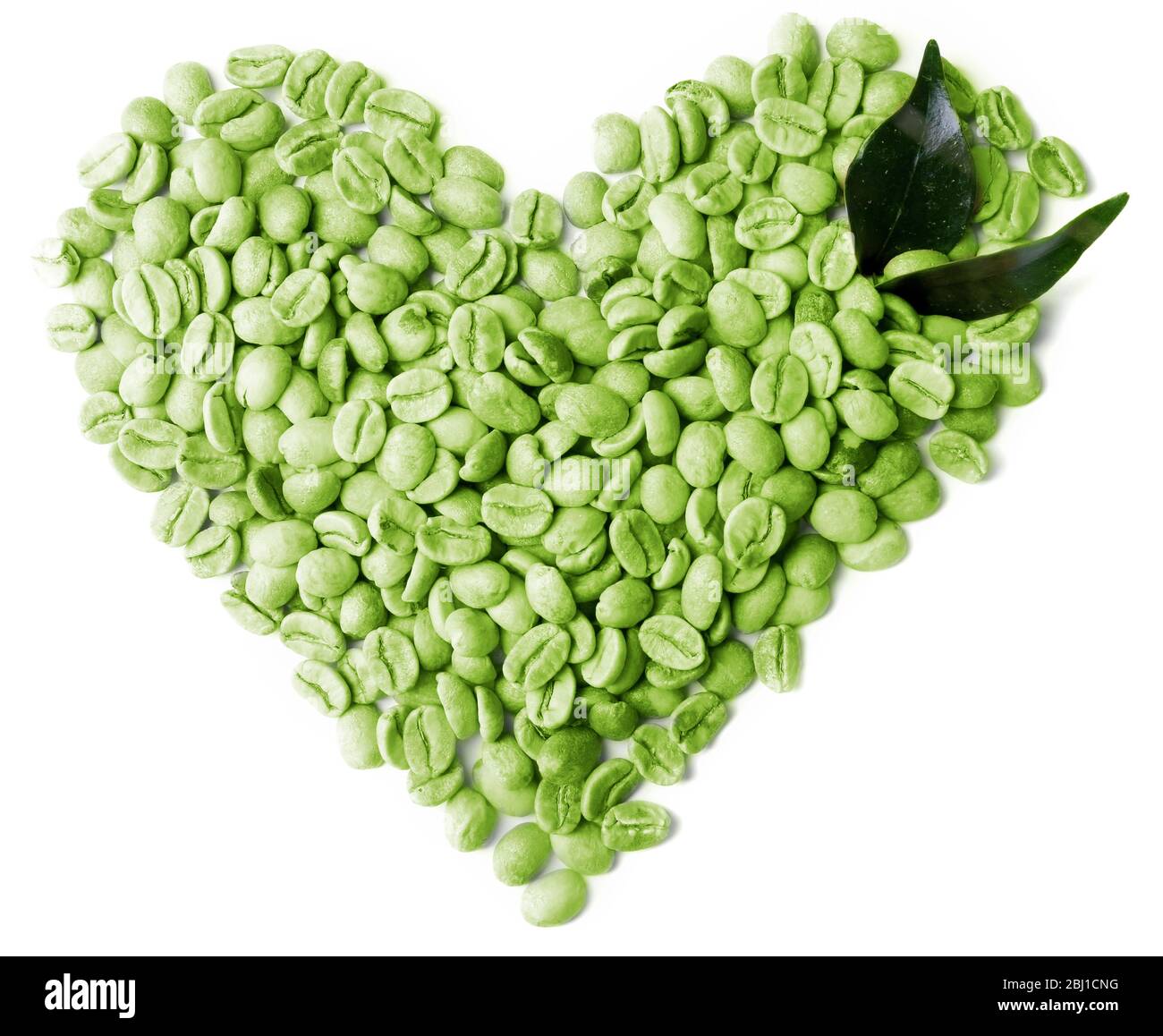 Green coffee beans with leaves isolated on white Stock Photo - Alamy