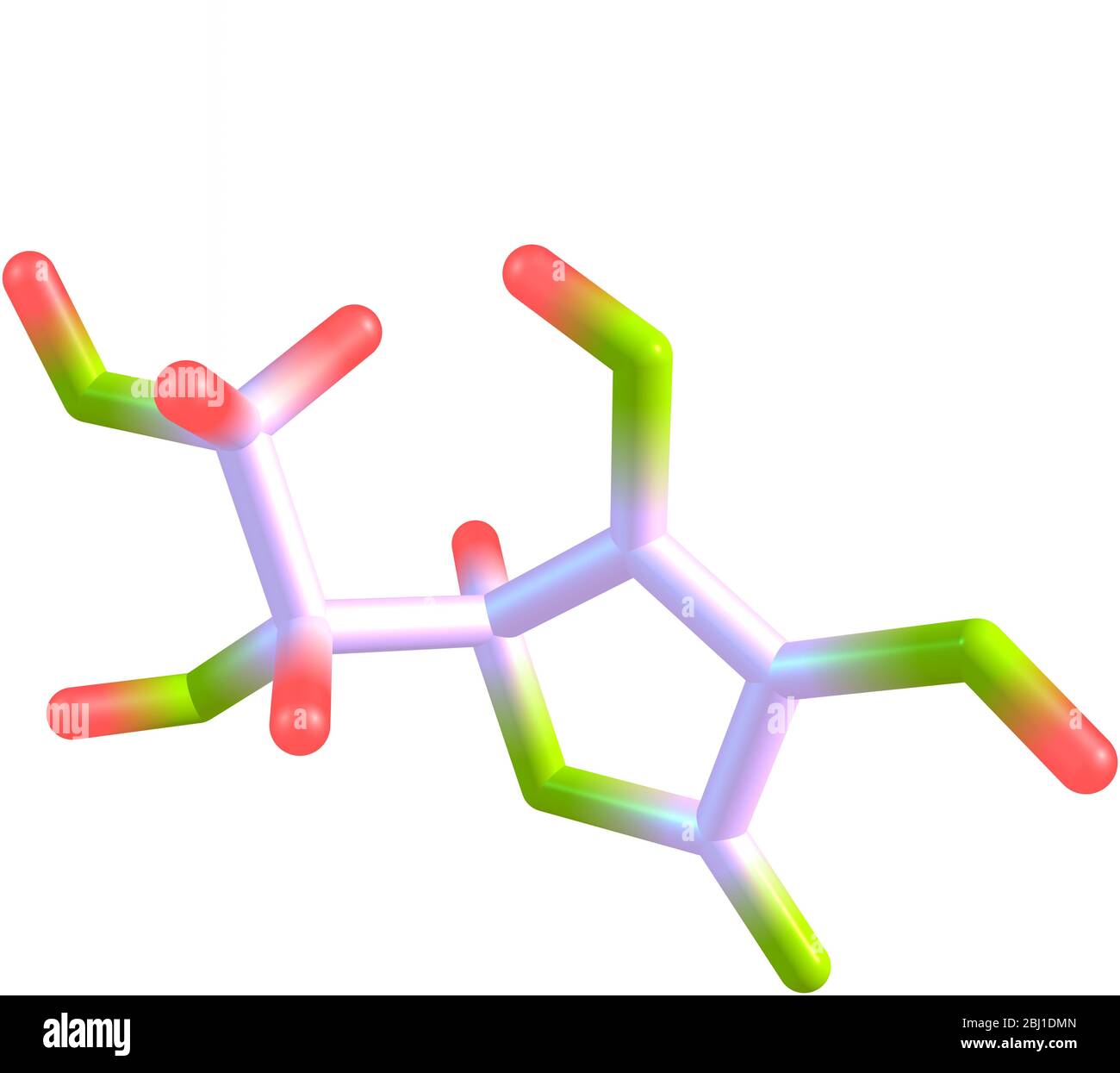 Structural model of Ascorbic Acid, known as Vitamin C. Isolated on