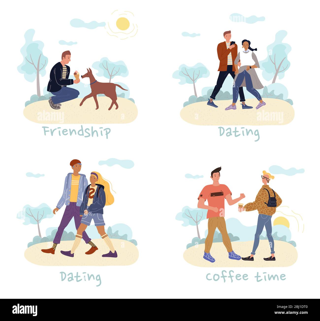 Friend Owner Pet owner, romantic couple, friends people set Stock Vector Image & Art ...
