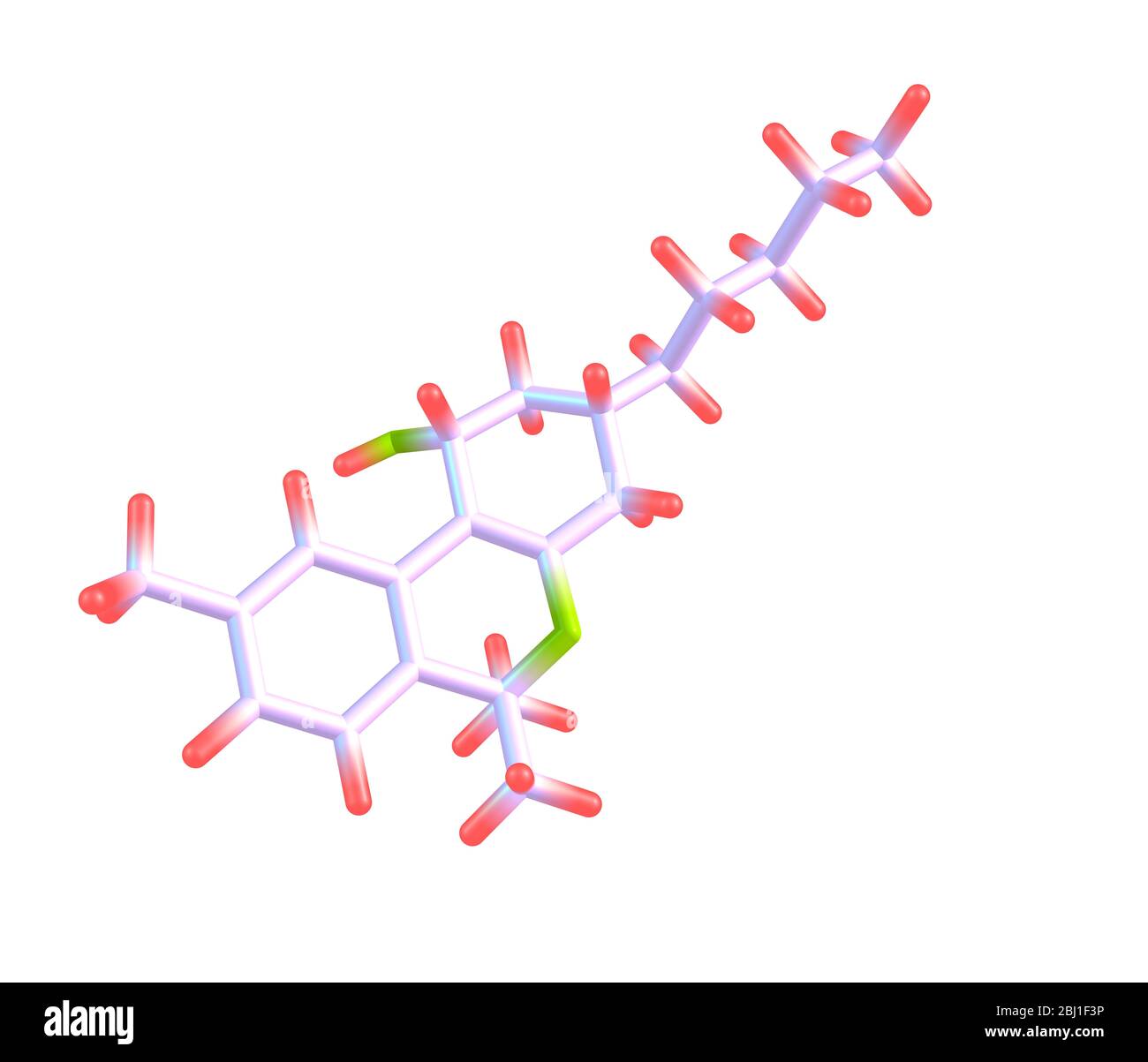 Isolated illustration of tetrahydrocannabinol on white background Stock