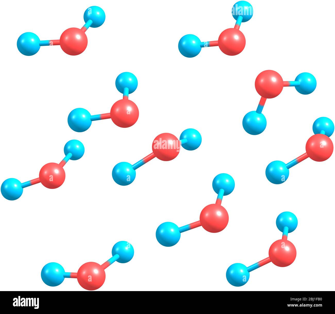 Ten Water Molecules on White Stock Photo