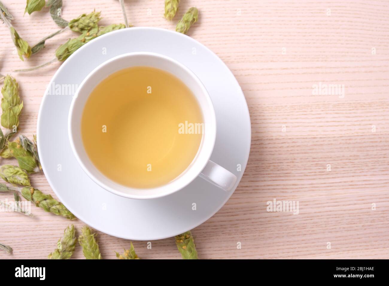 Cup of Mursala Mountain tea. Sideritis Scardica herbs. Stock Photo