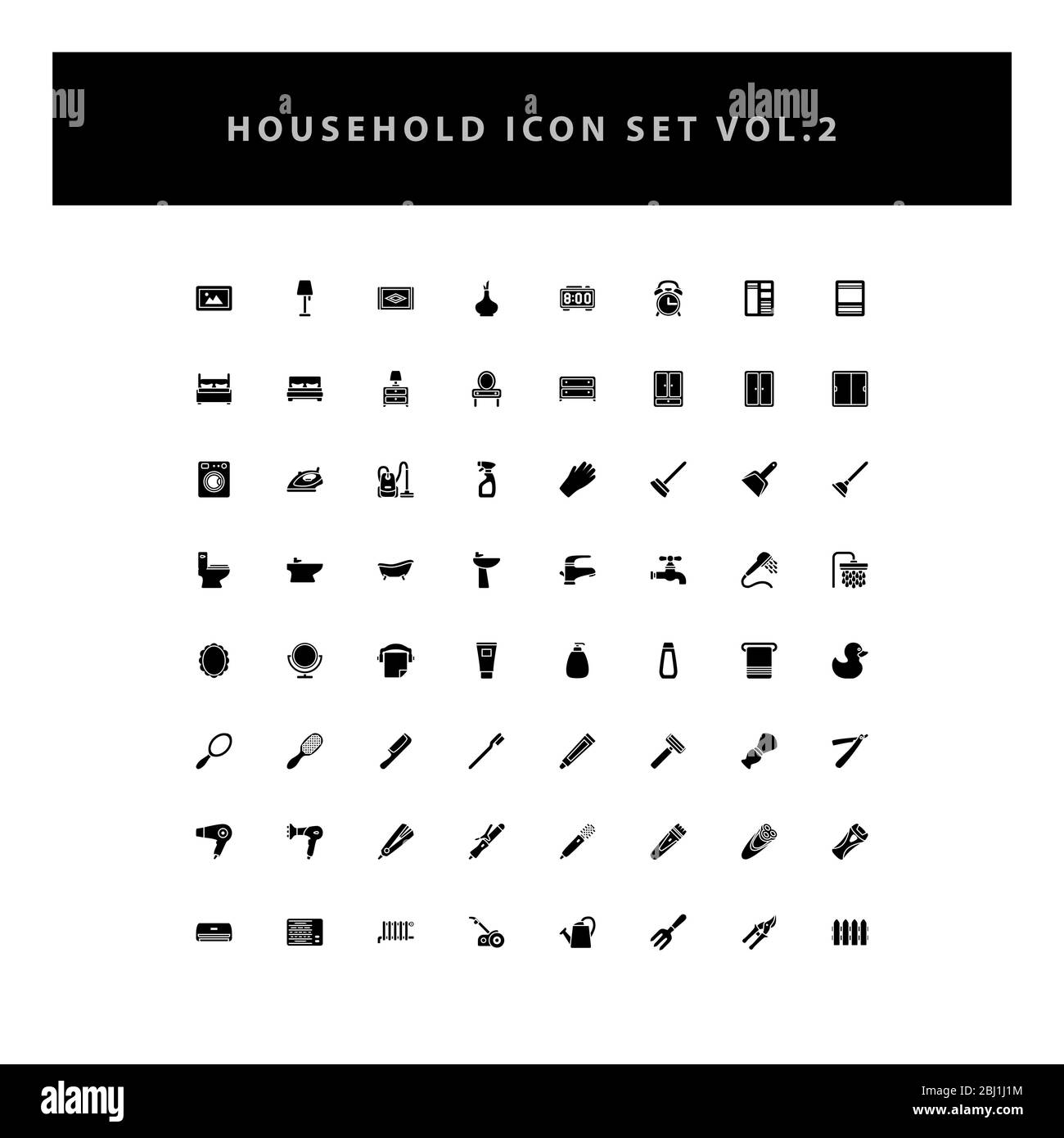 household appliances vector icons set vol 2 with glyph style design Stock Vector