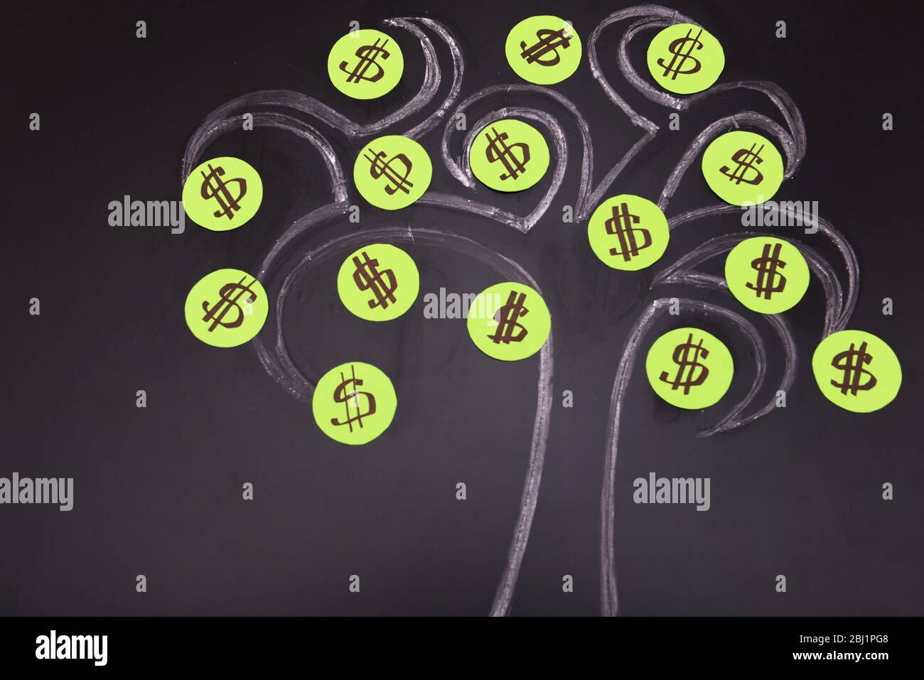 Chalk dollar tree drawing on blackboard background Stock Photo Alamy