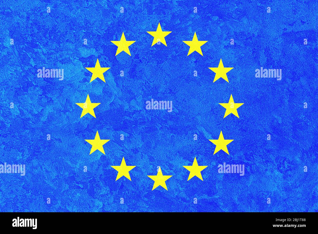 European Union flag on concrete, cement or decorative stucco texture ...