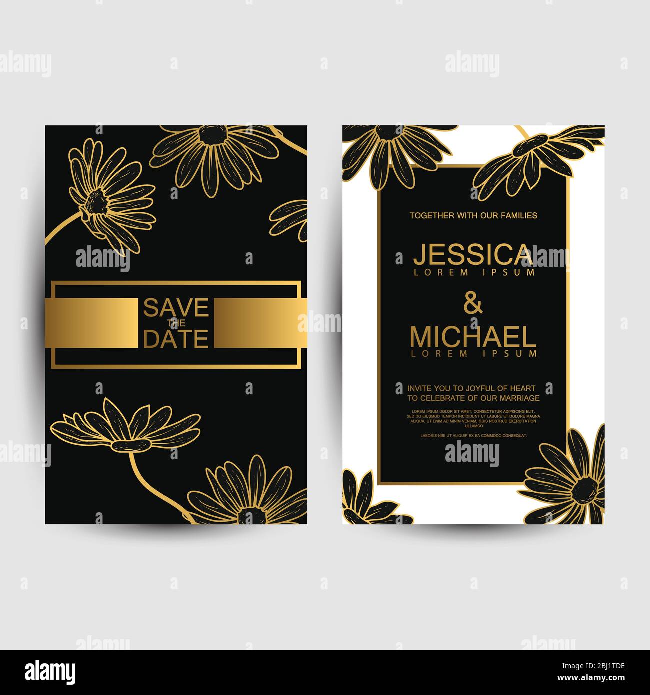 Premium luxury wedding invitation cards with gold geometric line design ...