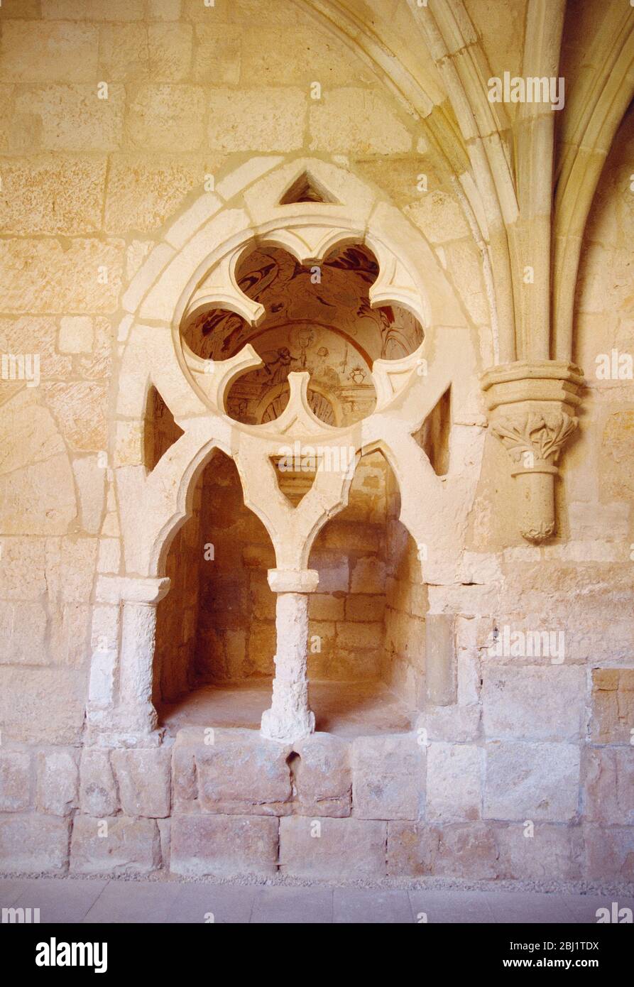Cloister. Santa María de Huerta monastery, Soria province, Castilla Leon, Spain. Stock Photo