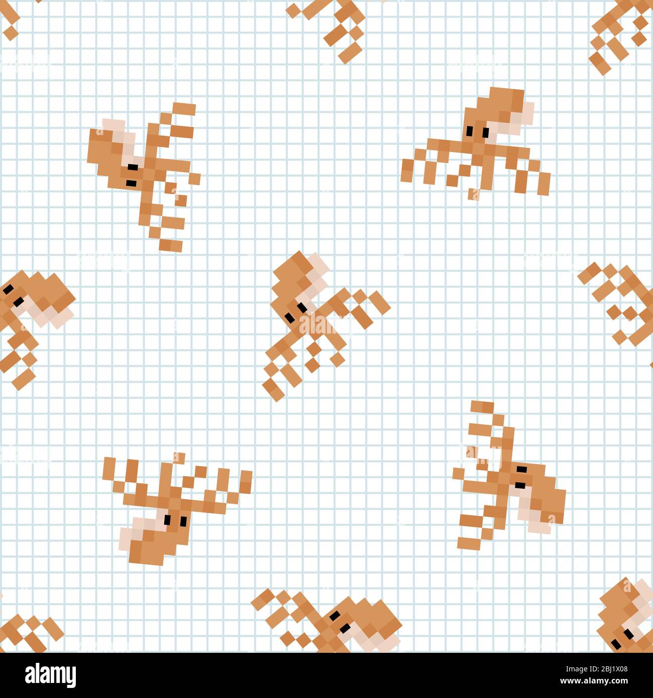 Cute cartoon 8bit octopus seamless vector pattern. Ocean wildlife ...