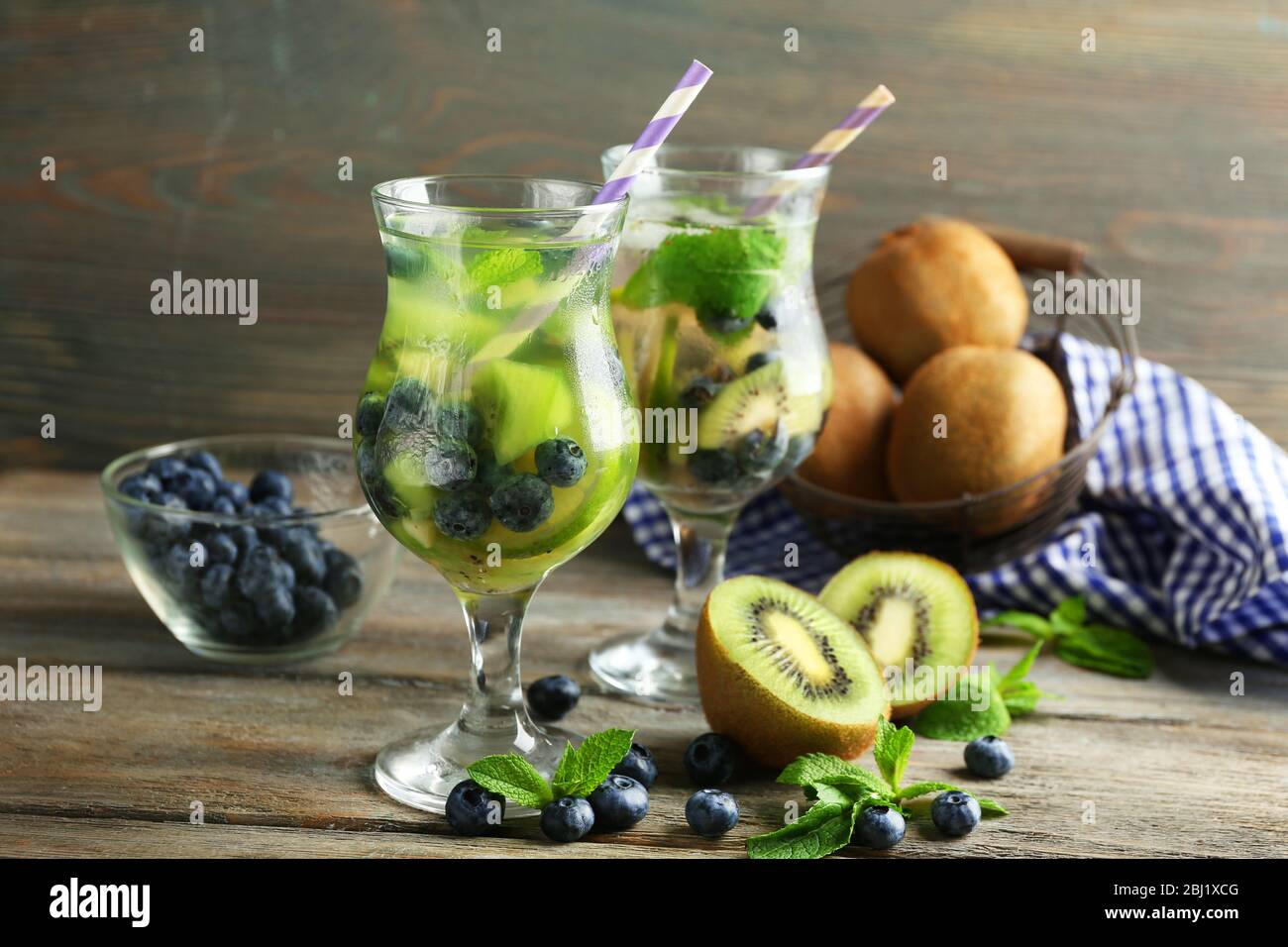 kiwi-and-blueberry-cocktails-on-wooden-background-stock-photo-alamy