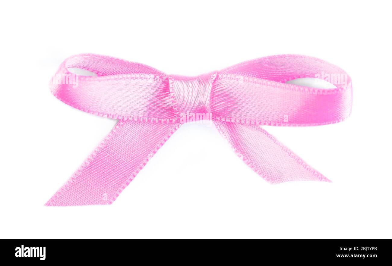 Pink ribbon bow isolated on white Stock Photo - Alamy