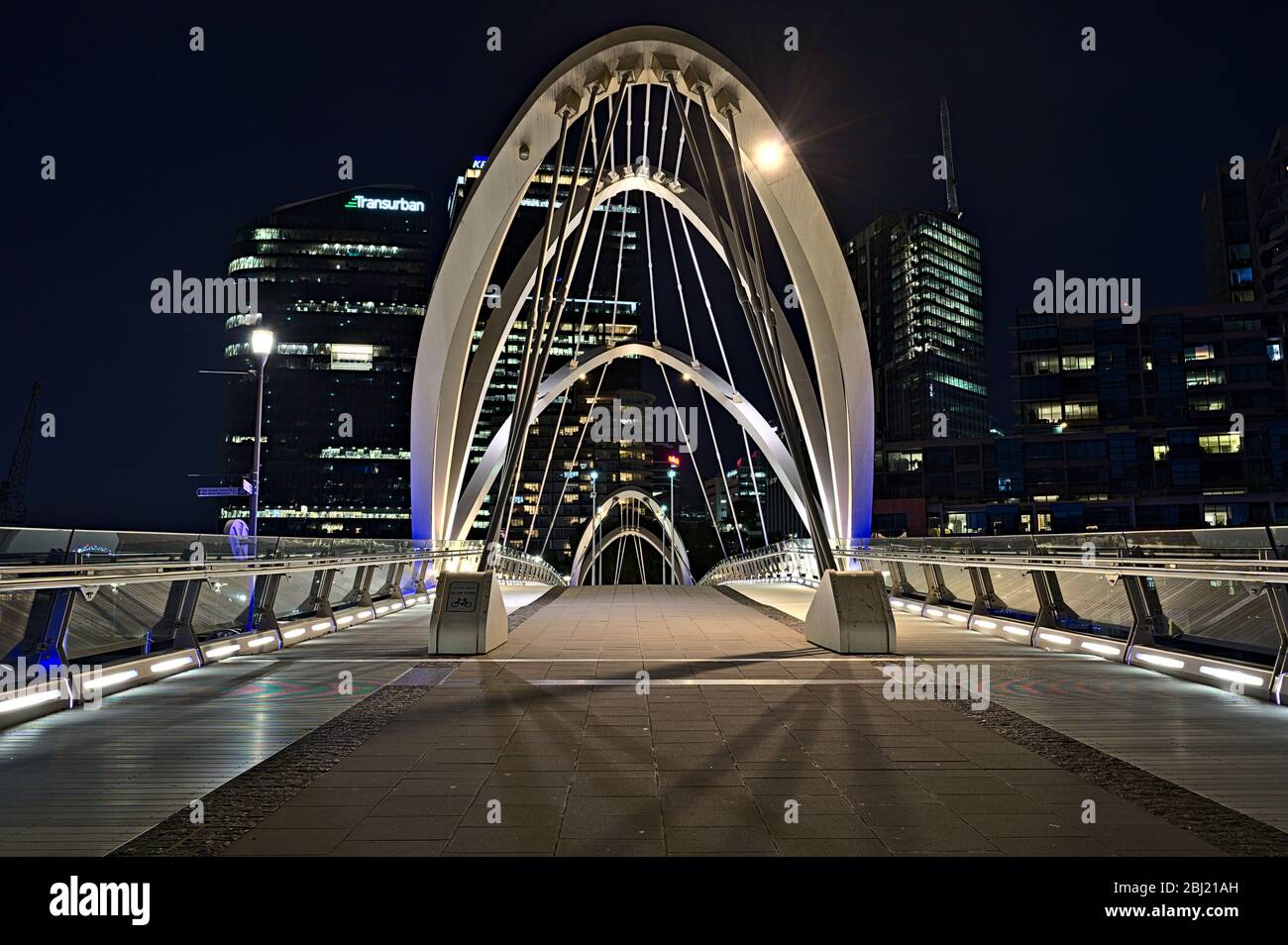Seafarers Bridge in Melbourne during night time Stock Photo