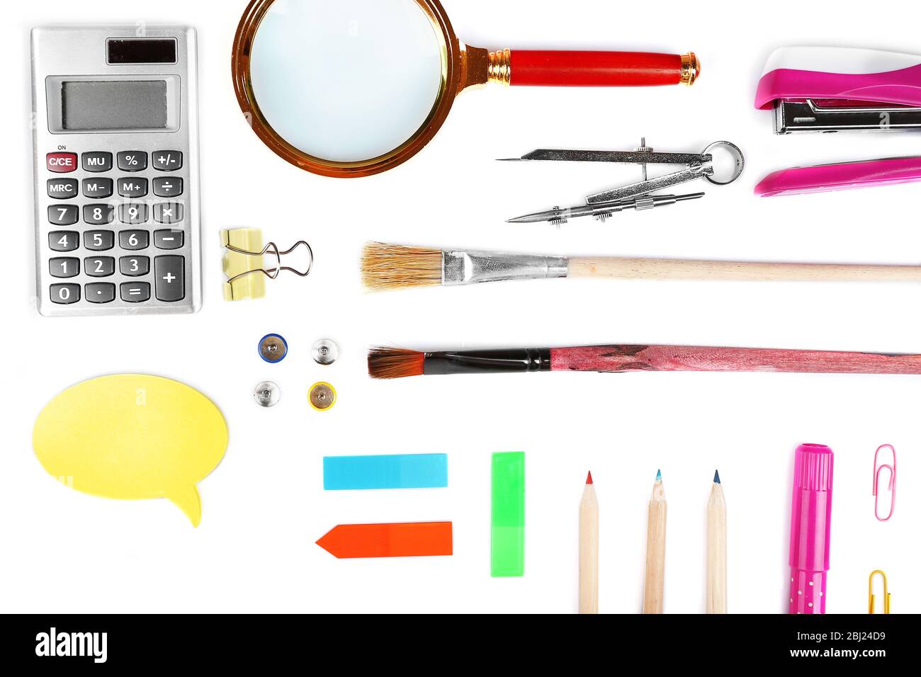 Stationery objects isolated on white Stock Photo Alamy