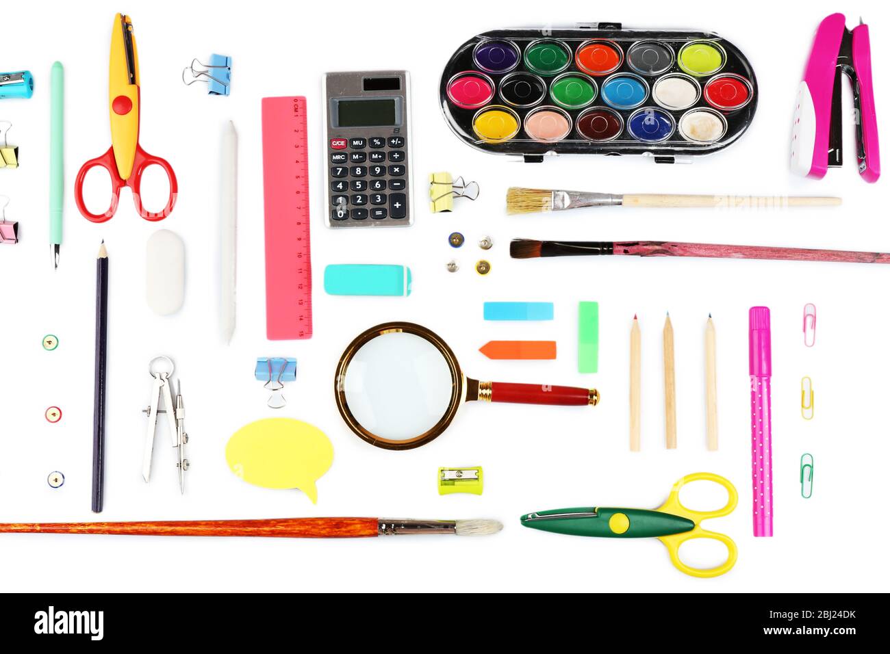 Stationery objects isolated on white Stock Photo Alamy