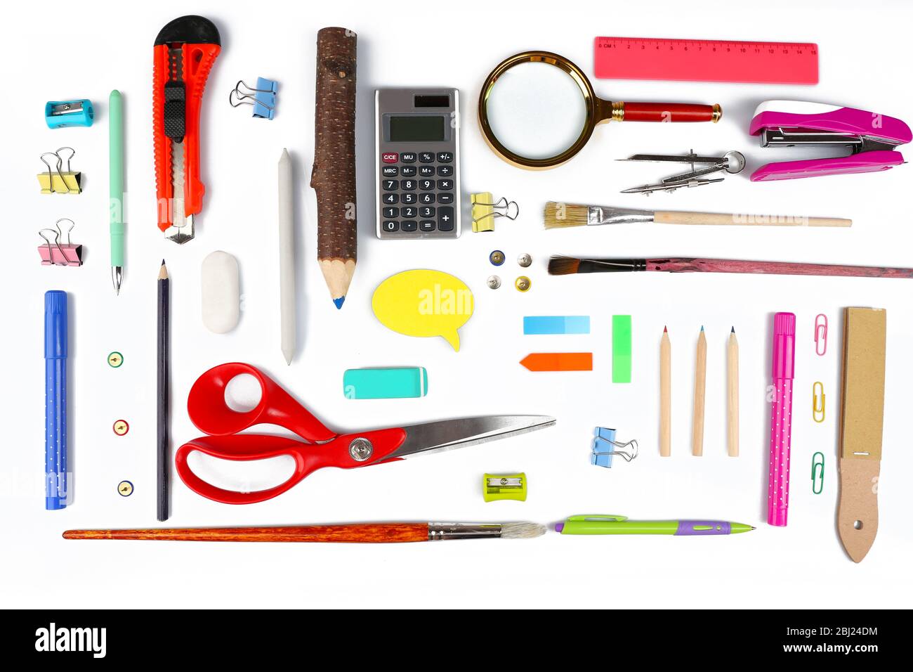 Stationery objects isolated on white Stock Photo Alamy