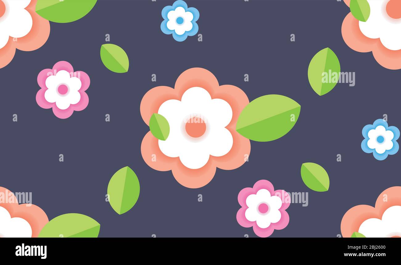 flowers with green leaves spring season floral greeting card poster ...
