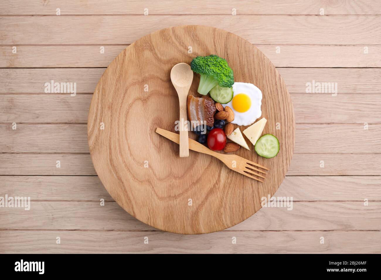Intermittent fasting. Healthy breakfast, diet food concept. Organic meal. Fat loss concept. Weight loss. Stock Photo