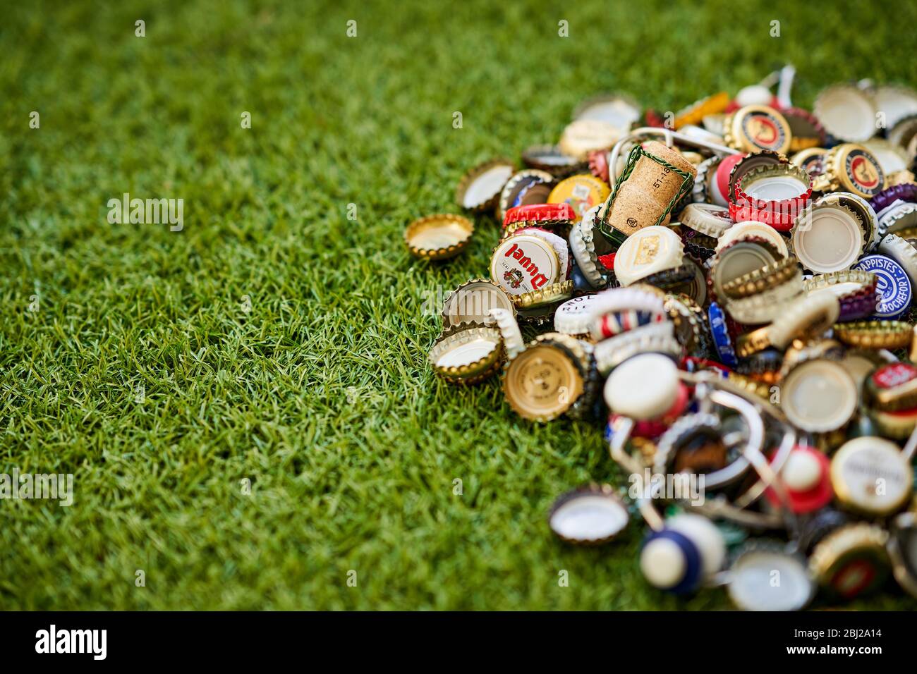 Large collection of beer bottle tops Stock Photo Alamy