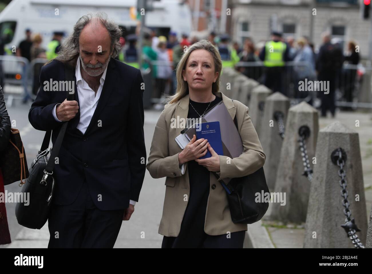 John Waters and Gemma O'Doherty, arrive at the High Court in Dublin, where they have launched a legal challenge against the State over emergency laws and restrictions introduced to stop the spread of Covid-19. Stock Photo