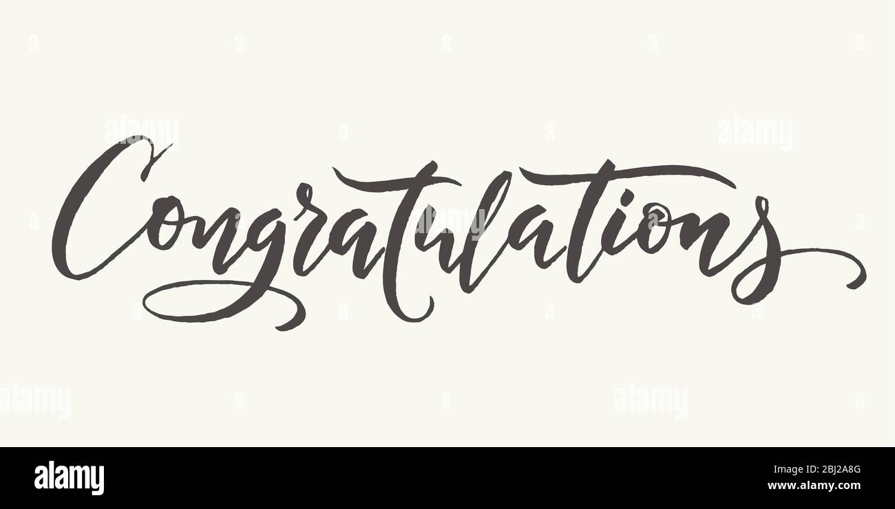 Congratulations Calligraphy Hand Written Text Lettering Calligraphic