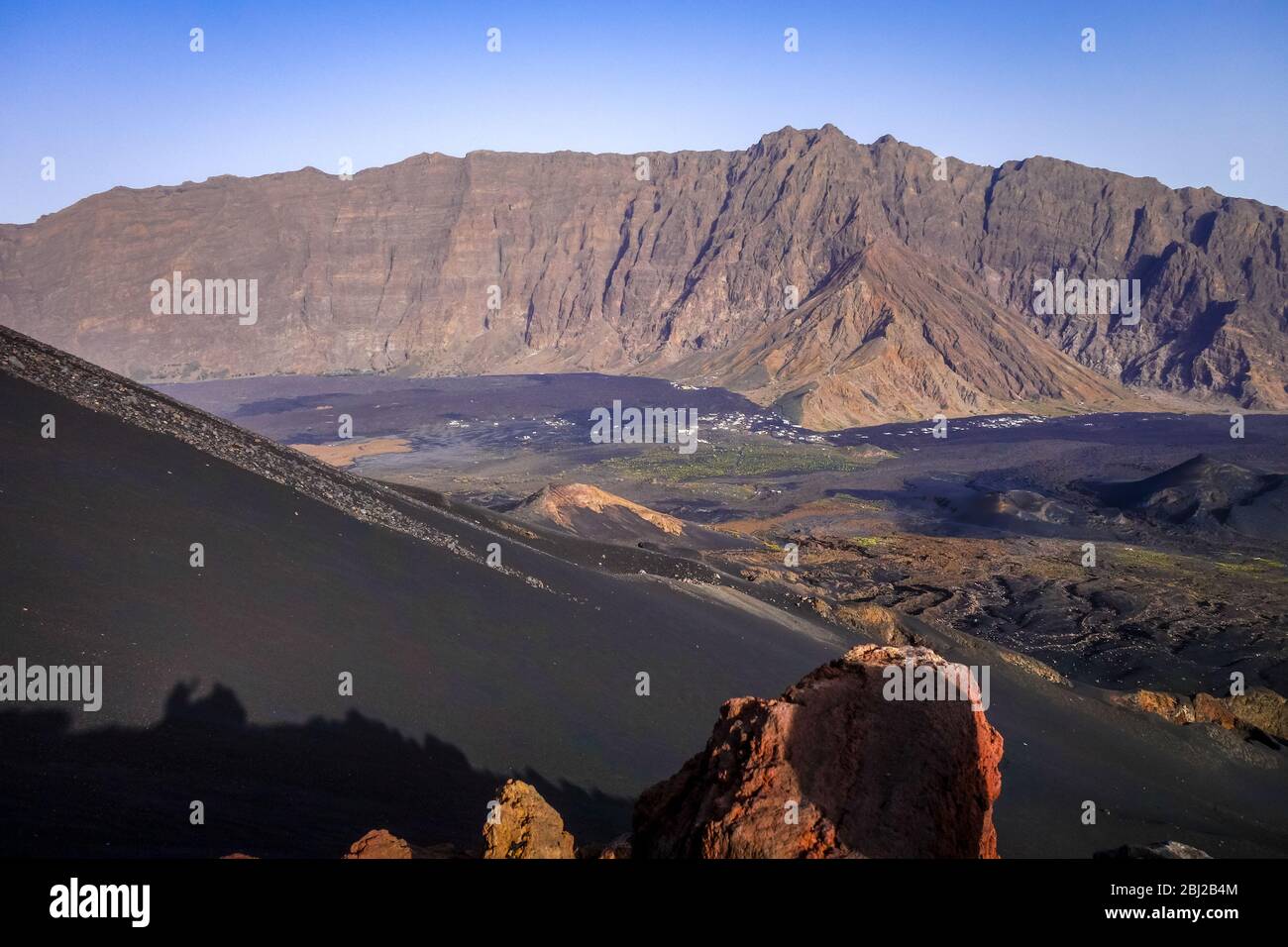 Cha das Caldeiras view from Pico do Fogo in Cape Verde, Africa Stock ...