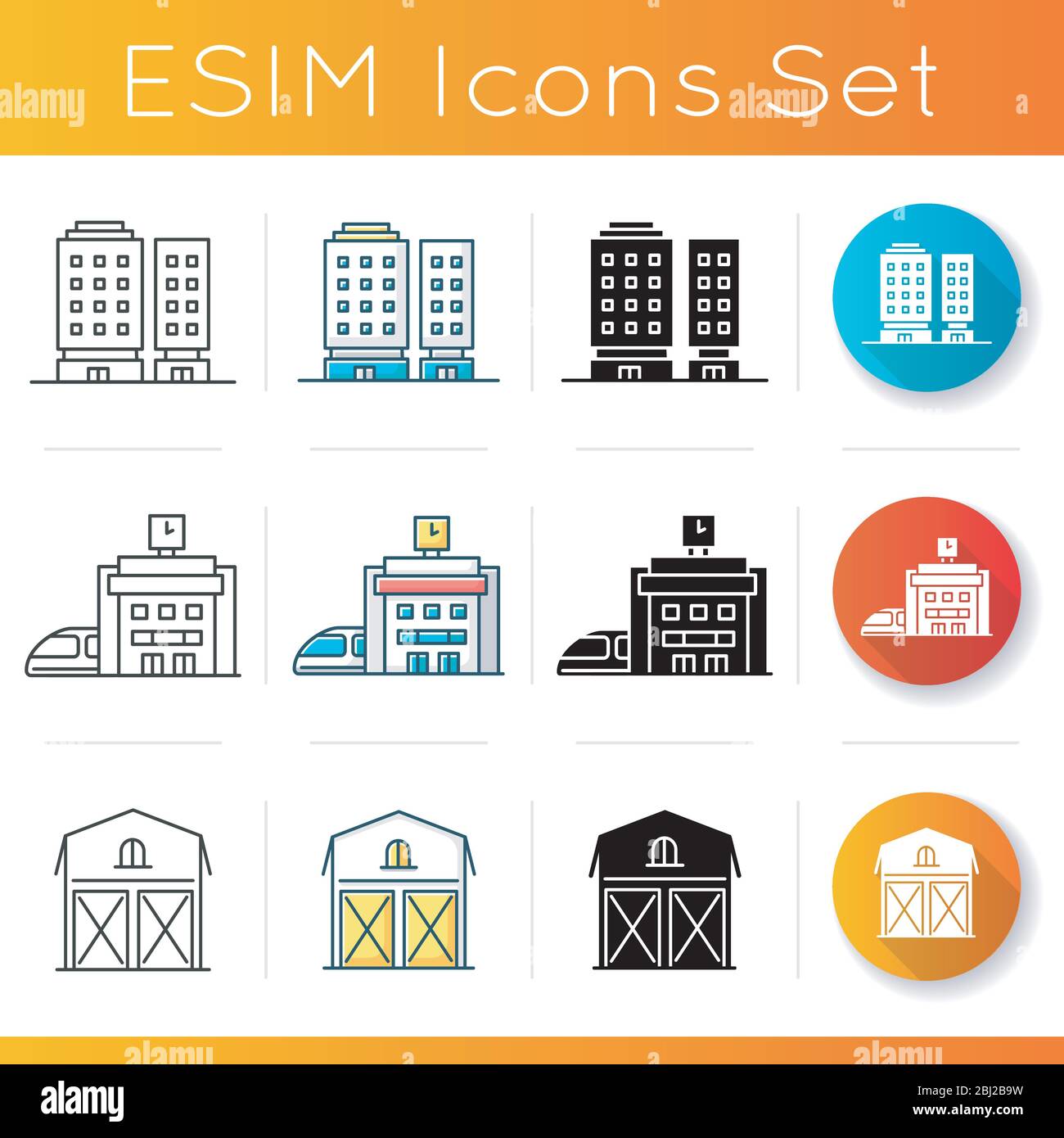 Buildings icons set Stock Vector Image & Art - Alamy