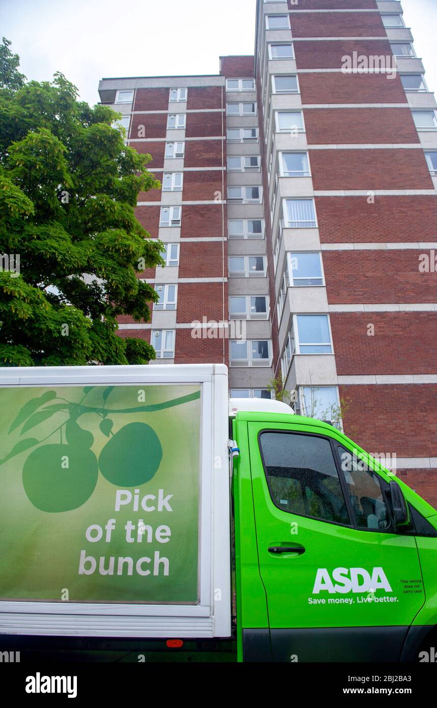 Life under Coronavirus Covid19 lockdown ASDA home delivery van Stock