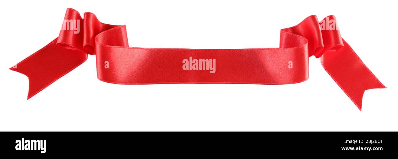 Red silk ribbon isolated on white Stock Photo - Alamy