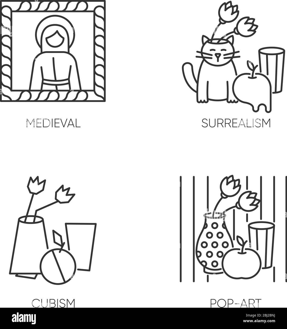 Art movements pixel perfect linear icons set Stock Vector Image & Art Alamy