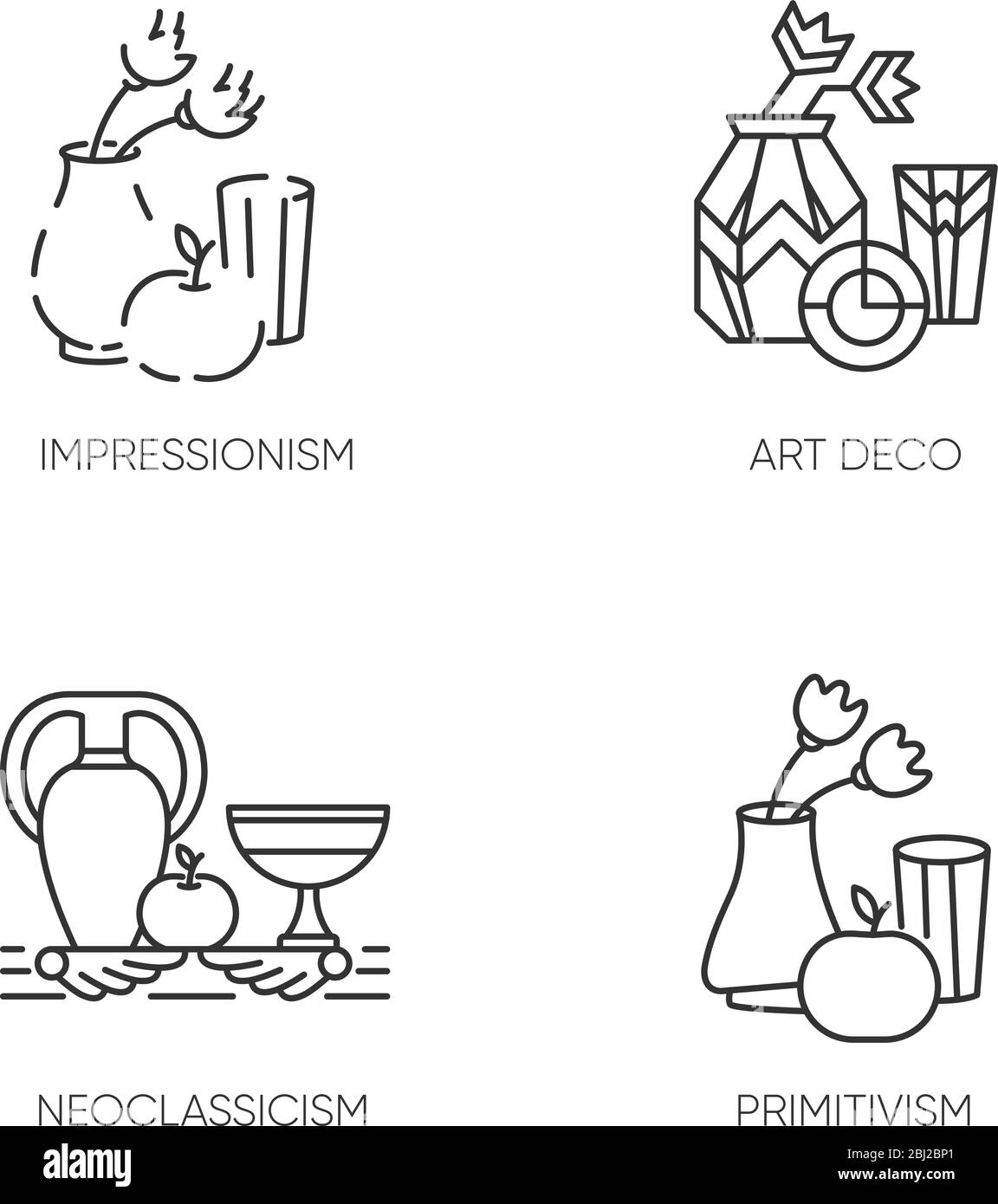 Art movements pixel perfect linear icons set Stock Vector Image & Art Alamy