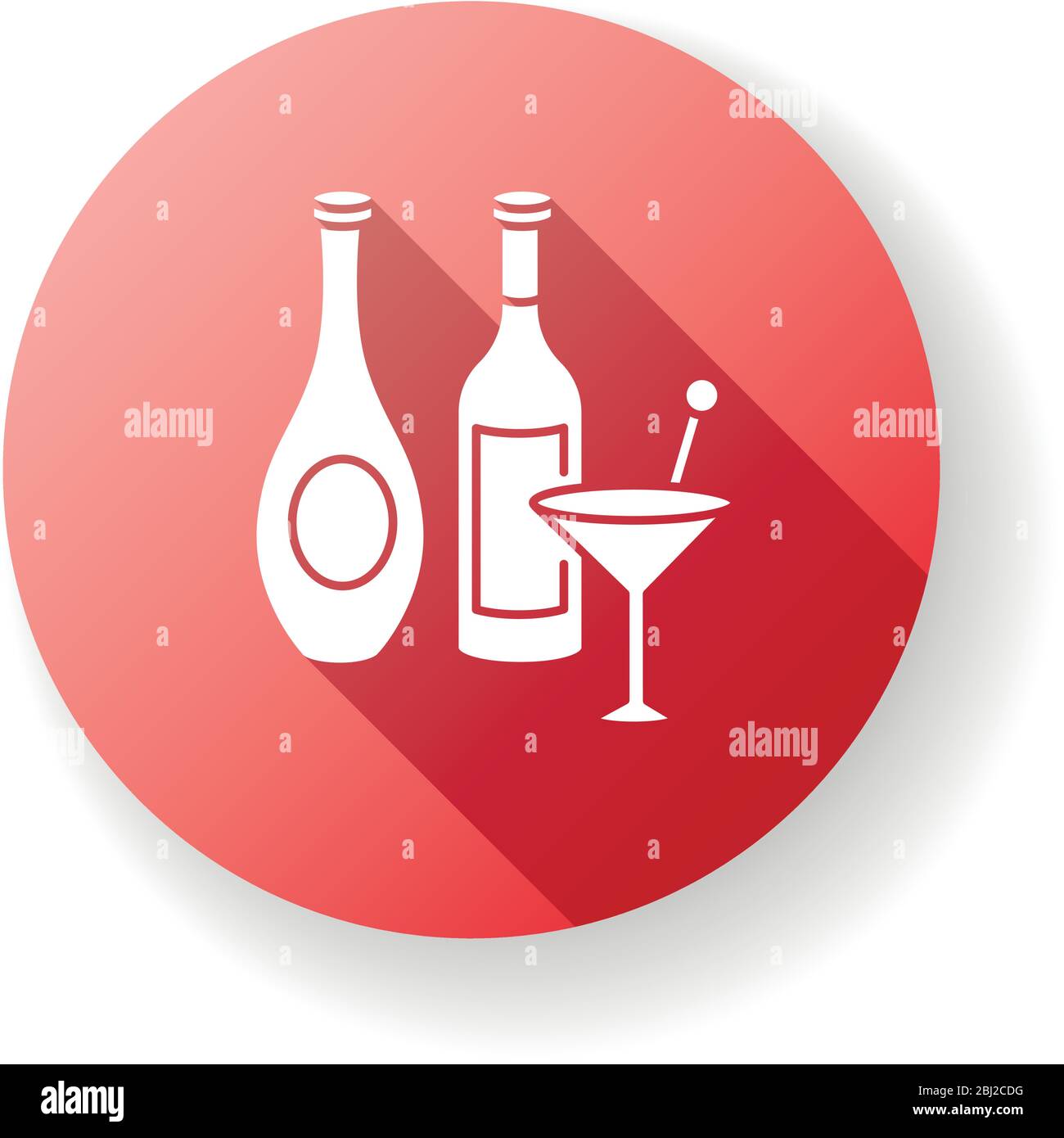Wine and spirits red flat design long shadow glyph icon Stock Vector