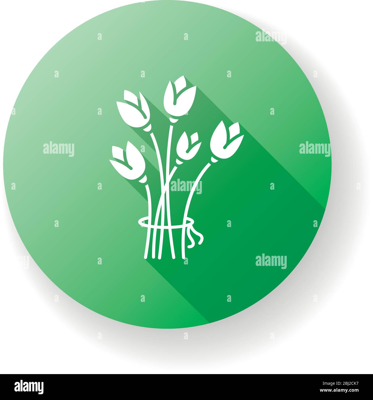 Flowers green flat design long shadow glyph icon Stock Vector