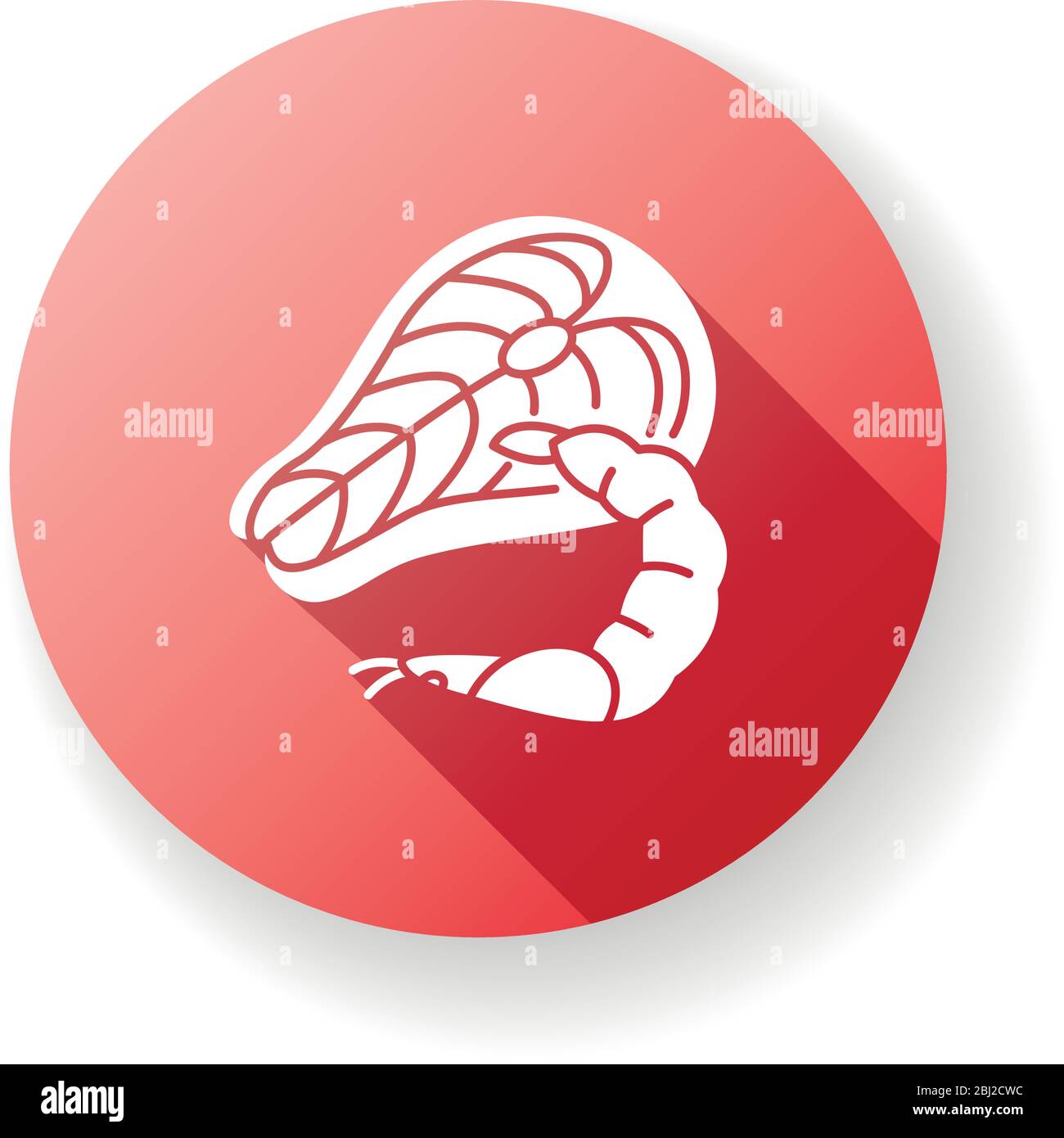 Seafood red flat design long shadow glyph icon Stock Vector