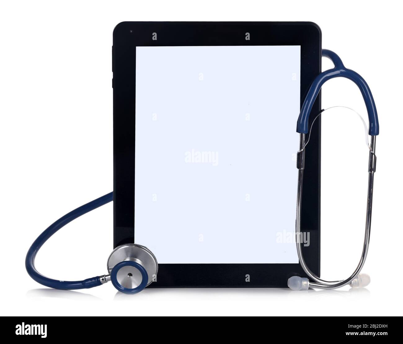 Blank tablet and stethoscope isolated on white Stock Photo - Alamy