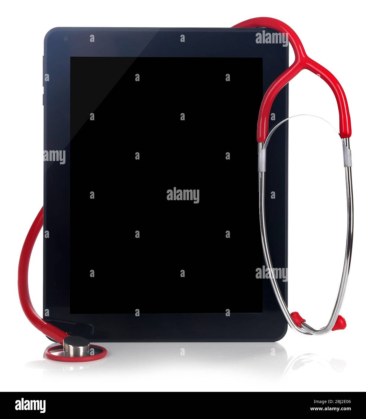 Blank tablet and stethoscope isolated on white Stock Photo - Alamy