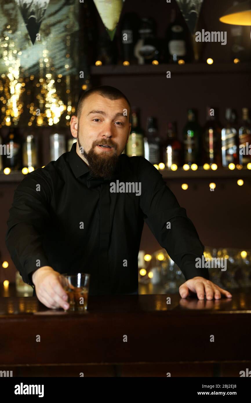 Bartender counter smile man hi-res stock photography and images - Alamy