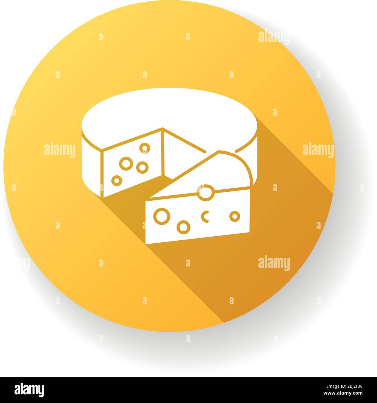 Cheese yellow flat design long shadow glyph icon Stock Vector