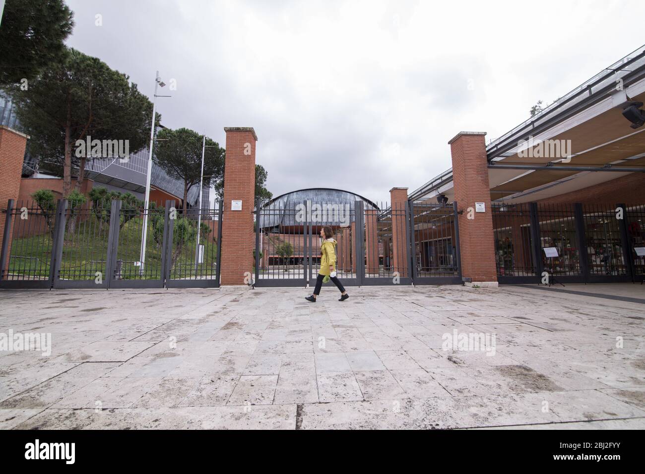 Roma, Italy. 28th Apr, 2020. View of the closed entrance of Auditorium Parco della Musica in Rome (Photo by Matteo Nardone/Pacific Press) Credit: Pacific Press Agency/Alamy Live News Stock Photo