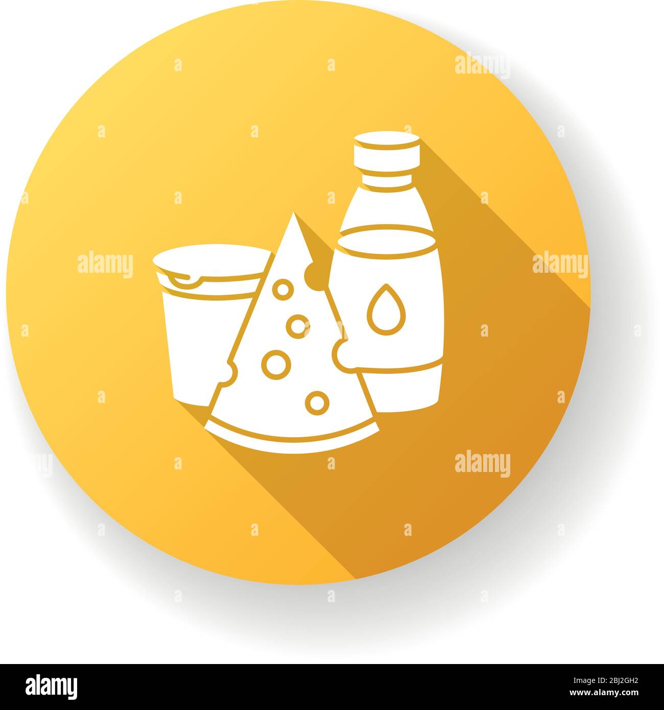 Dairy yellow flat design long shadow glyph icon Stock Vector