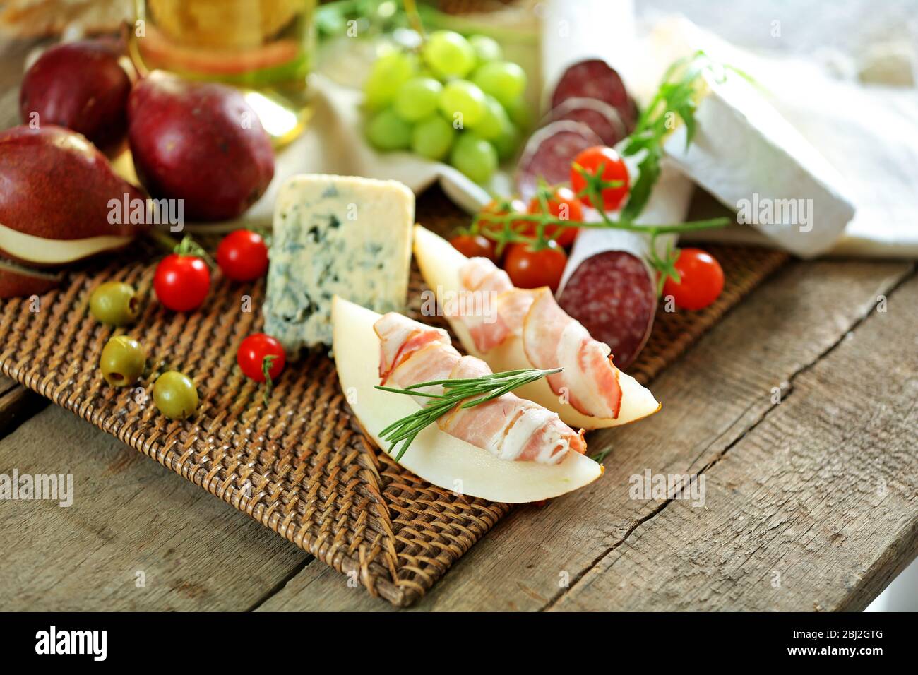 Still life with various types of Italian food and wine Stock Photo - Alamy