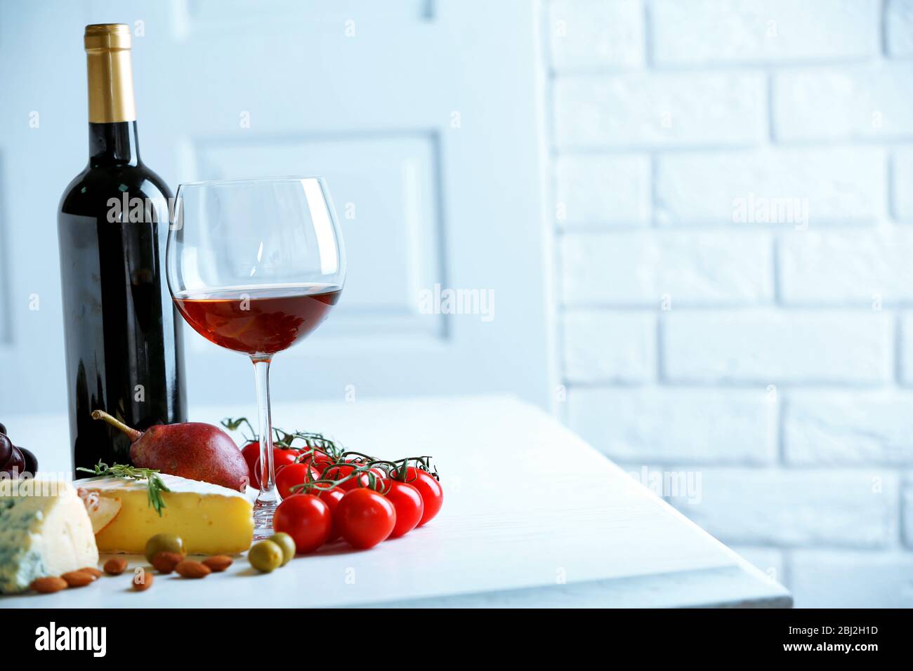 Still life with various types of Italian food and wine Stock Photo - Alamy