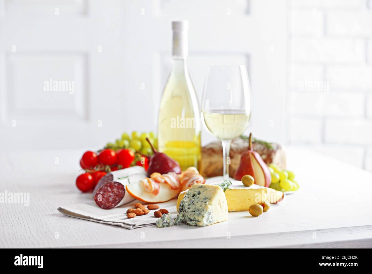 Still life with various types of Italian food and wine Stock Photo - Alamy