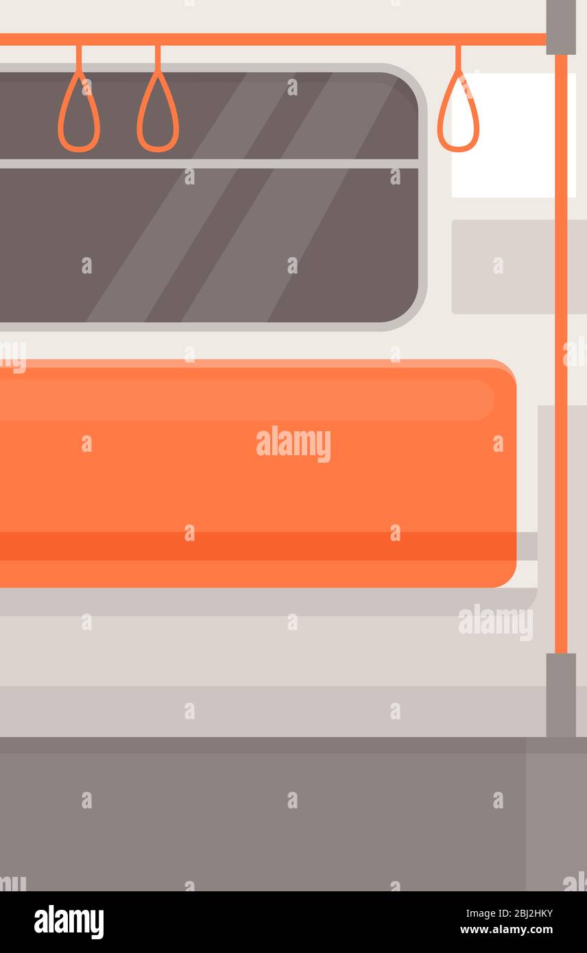 Train space with handrail holders semi flat vector illustration Stock Vector