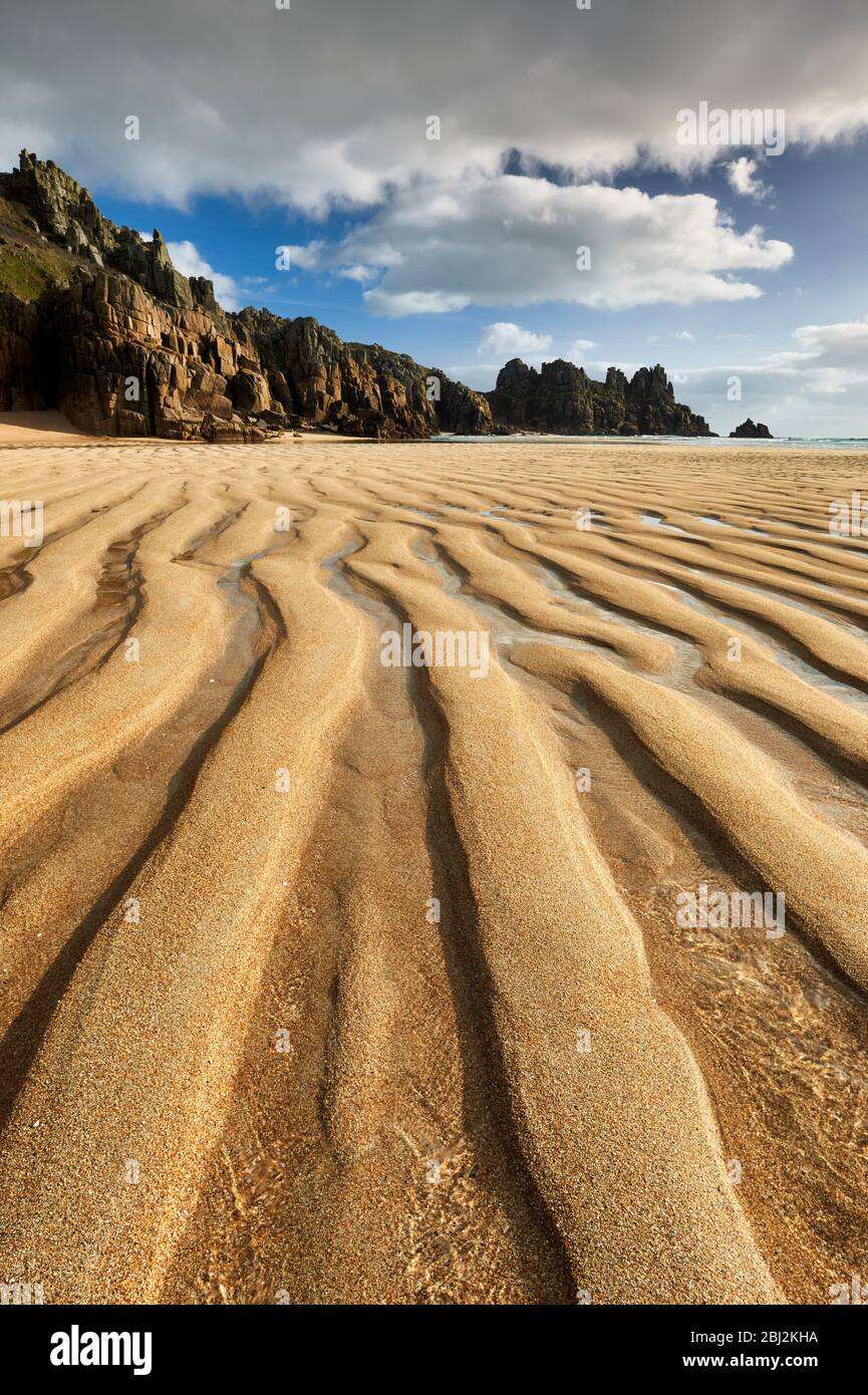 Pedn Vounder beach Porthcurno, Cornwall Stock Photo