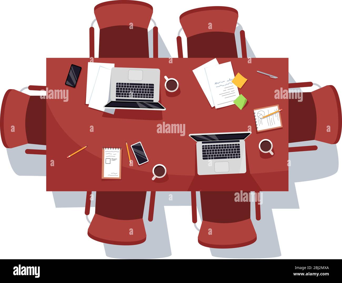 Empty meeting room semi flat RGB color vector illustration Stock Vector ...