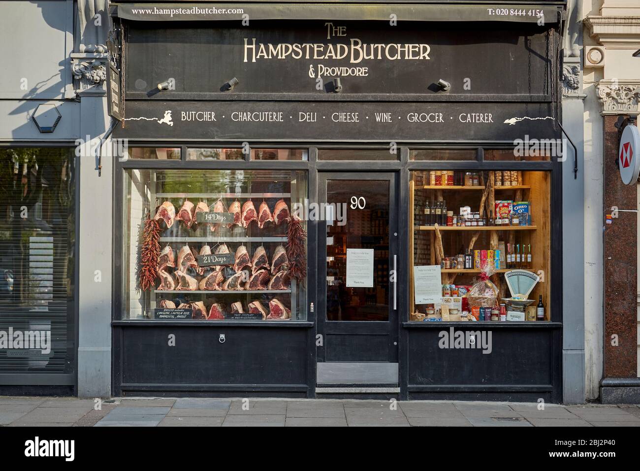 The Hampstead Butcher one of the many small specialist shops forced to close during the Covid-19 outbreak April 2020, Muswell Hill Stock Photo